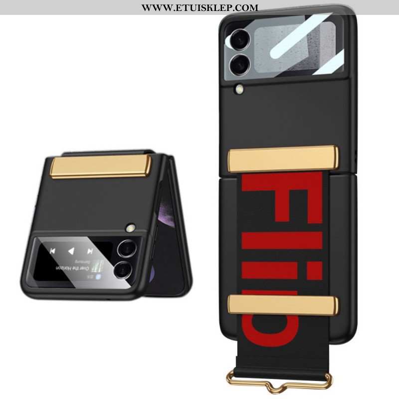 Etui do Samsung Galaxy Z Flip 3 5G Etui Folio Szkło Hartowane I Pasek Litery Gkk